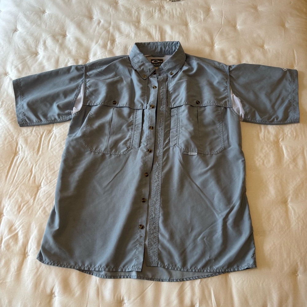 Drake Men’s Short-Sleeve Button-Down Shirt - Light Blue